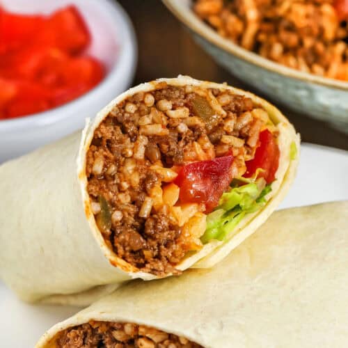 Two taco burritos assembled on a plate