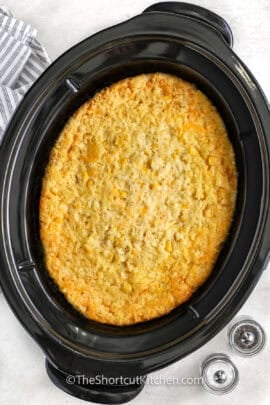 easy to make Slow Cooker Corn Pudding in the pot