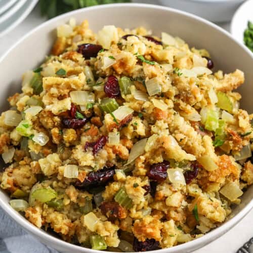 bowl of thanksgiving stuffing