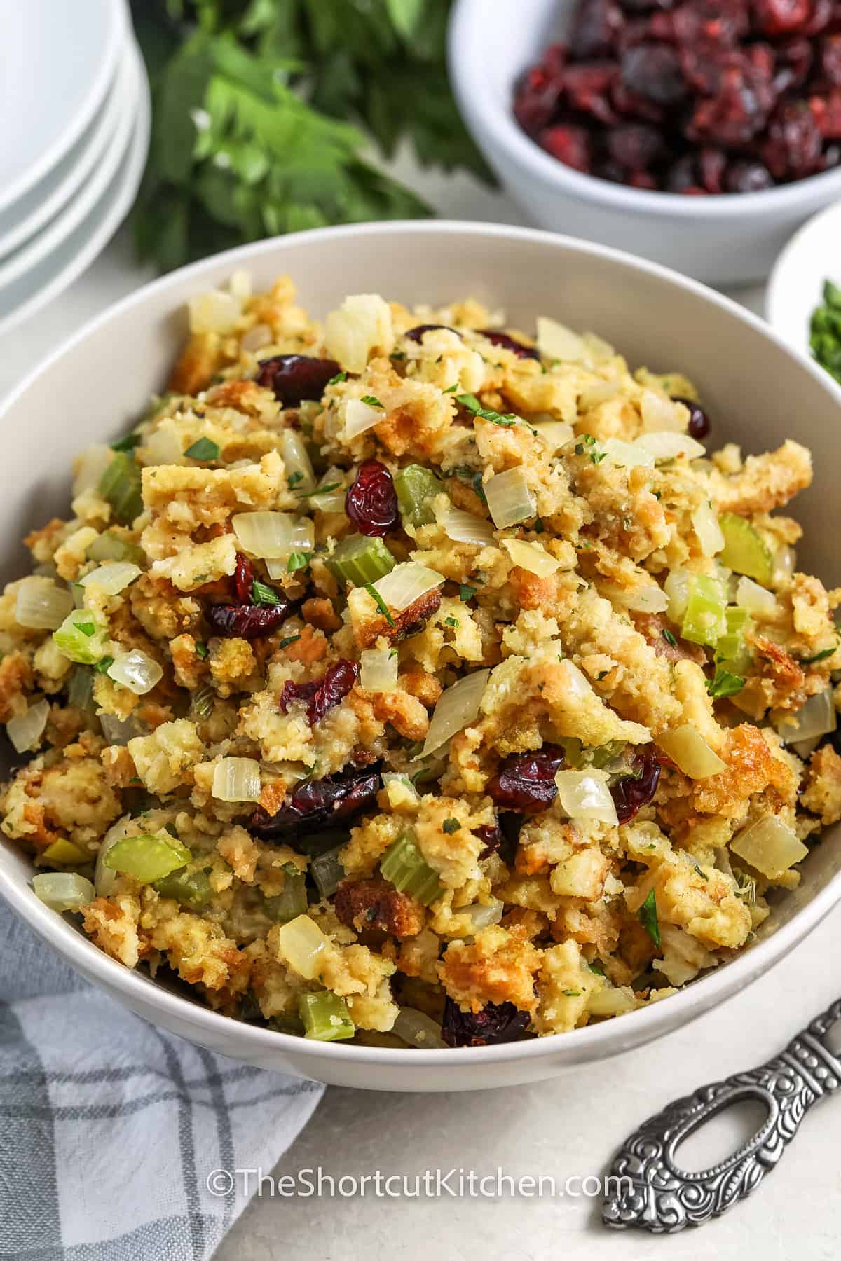 bowl of thanksgiving stuffing