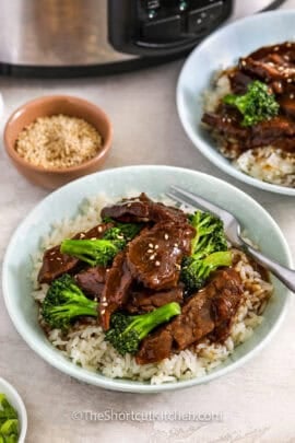 plated Crockpot Beef and Broccoli