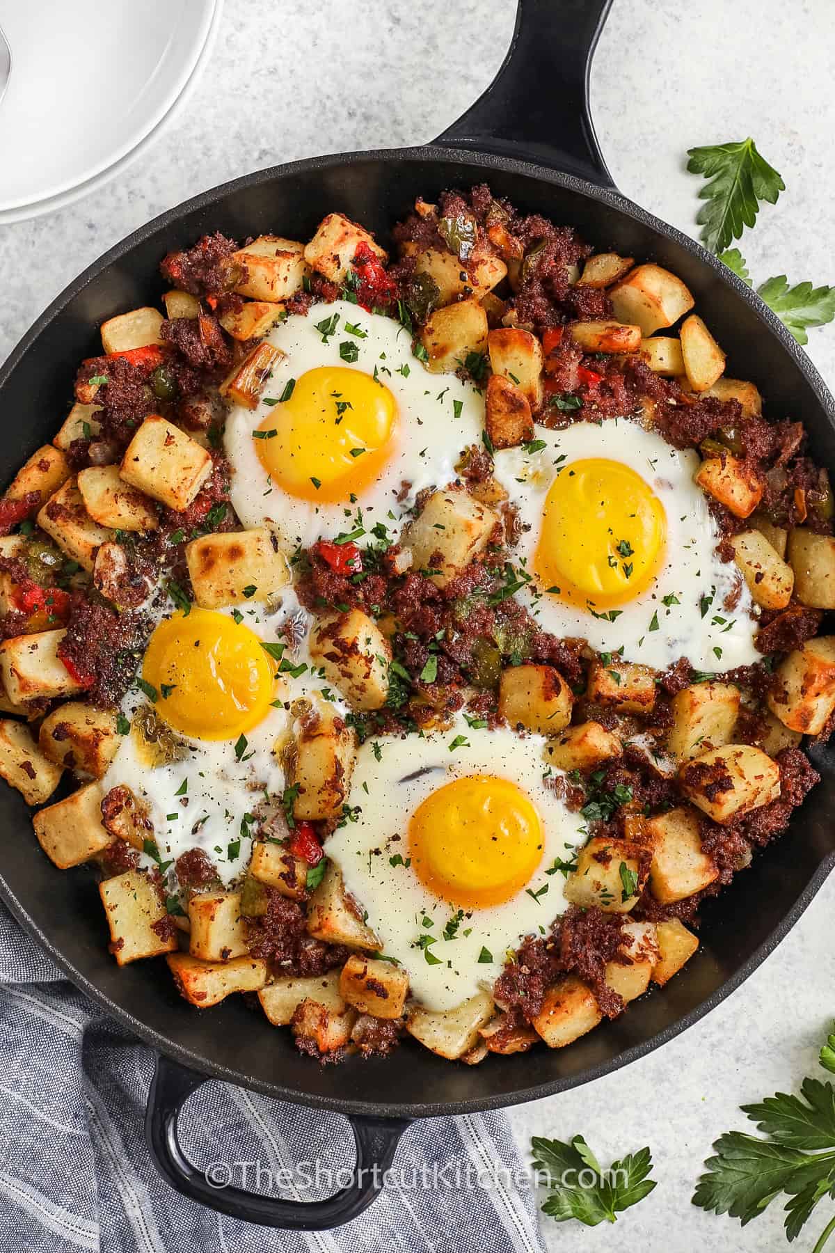 pan of Canned Corn Beef Hash