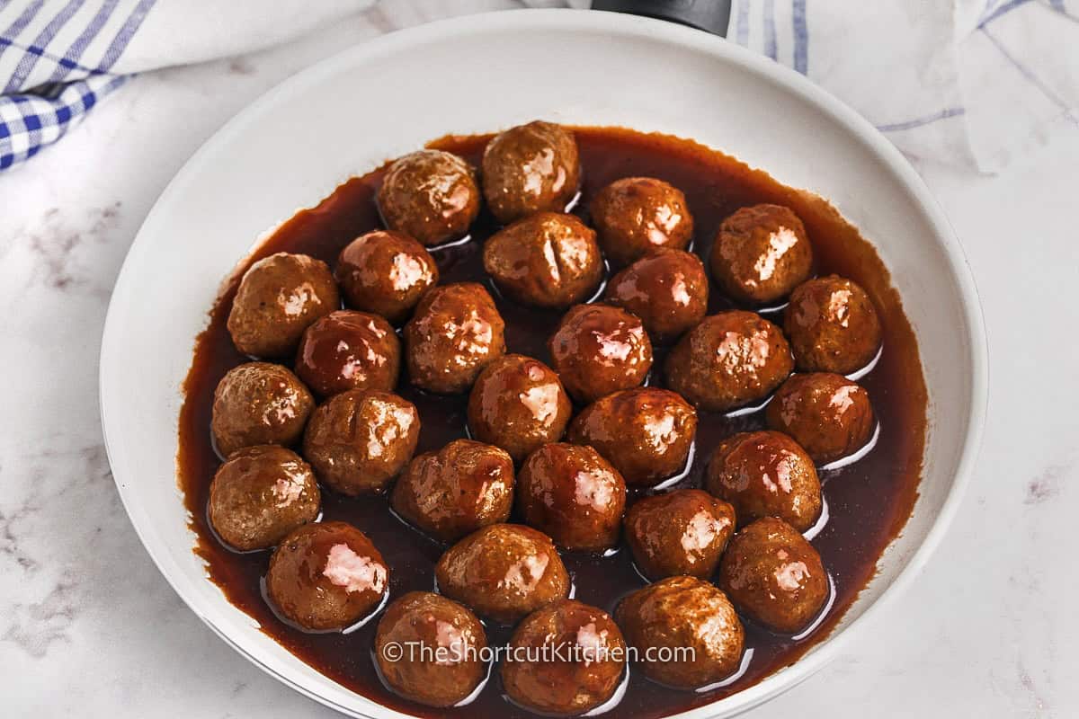 Easy BBQ Meatballs Recipe in a pan