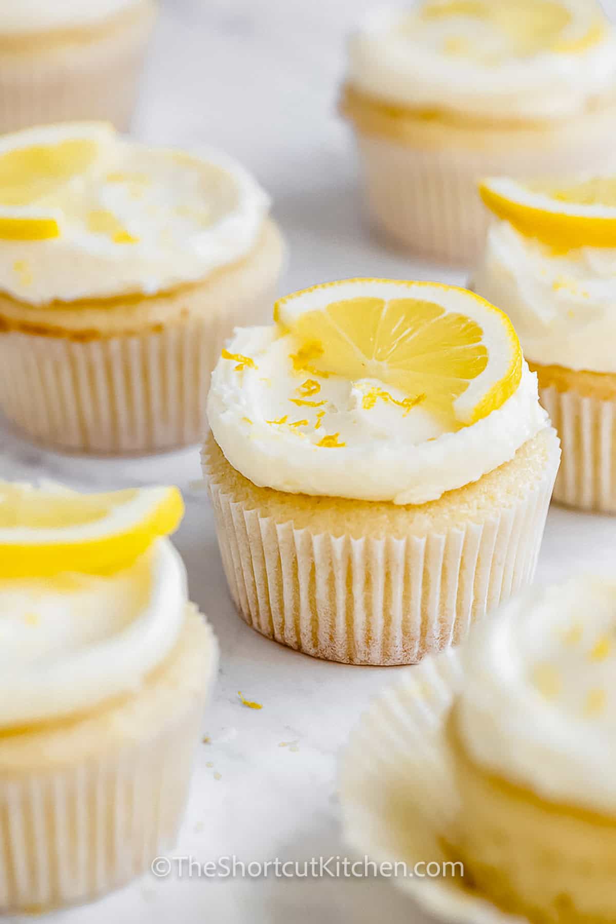 Lemon Cupcake Recipe with frosting and lemon zest