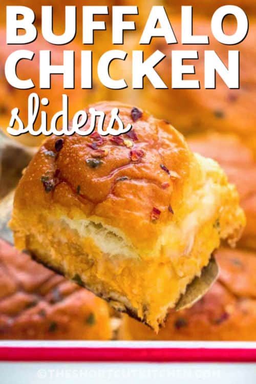 baked Buffalo Chicken Sliders Recipe with a title