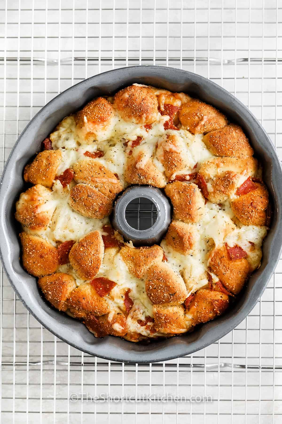 dish of Pull Apart Pizza Bread before cooking