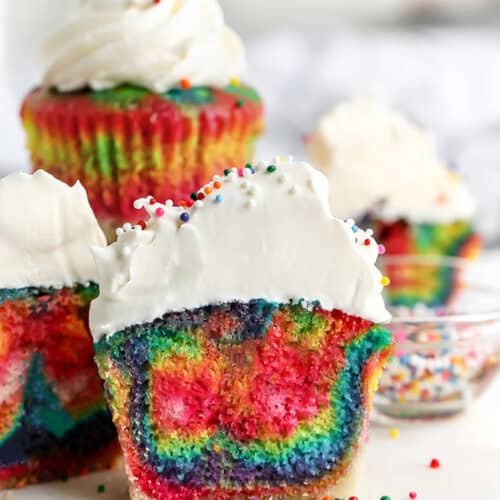 fun Rainbow Cupcakes with sprinkles