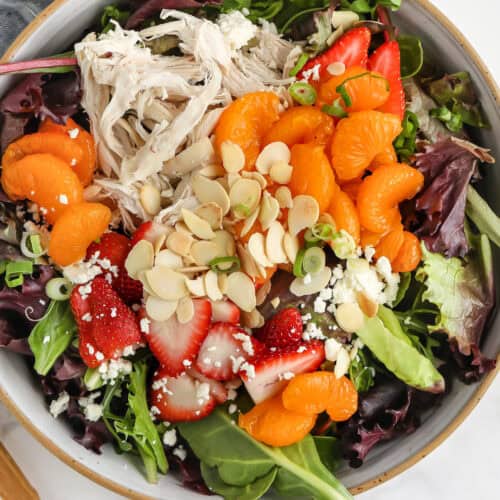 ingredients in bowl to make Easy Mandarin Chicken Salad Recipe