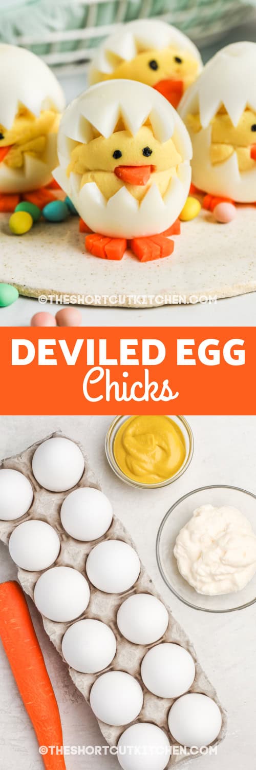 Deviled Egg Chicks and ingredients with text