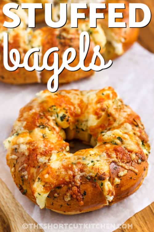 savory Stuffed Bagels with a title
