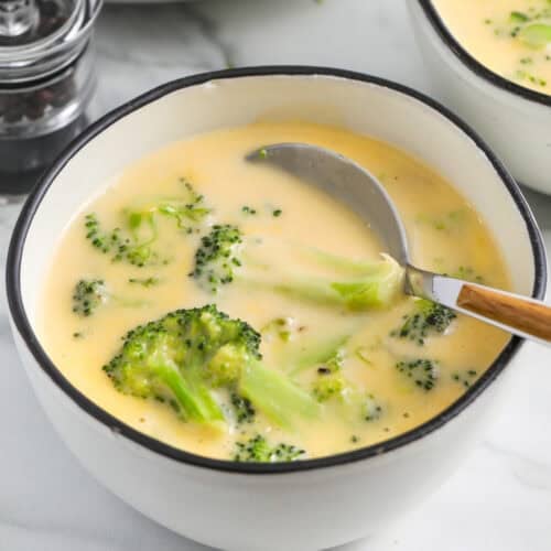 bowls of Easy Broccoli Cheese Soup