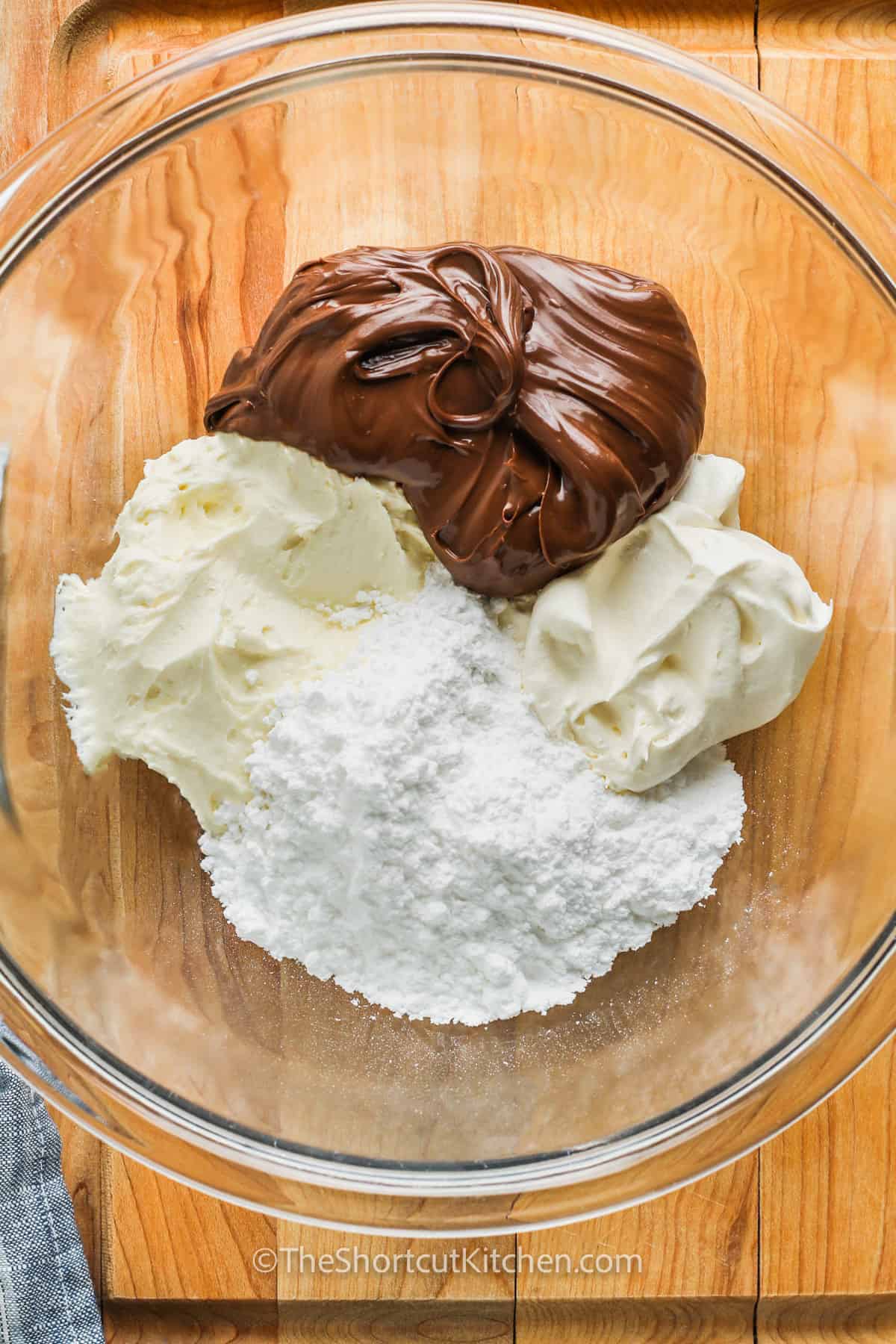 ingredients in a bowl to make Nutella Dip