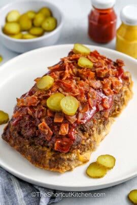 juicy Bacon Cheeseburger Meatloaf on a plate