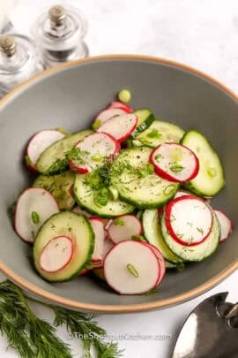 Cucumber Radish Salad in a bowl