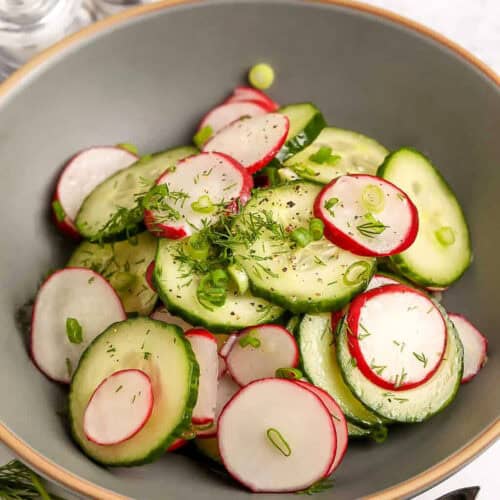 Cucumber Radish Salad in a bowl