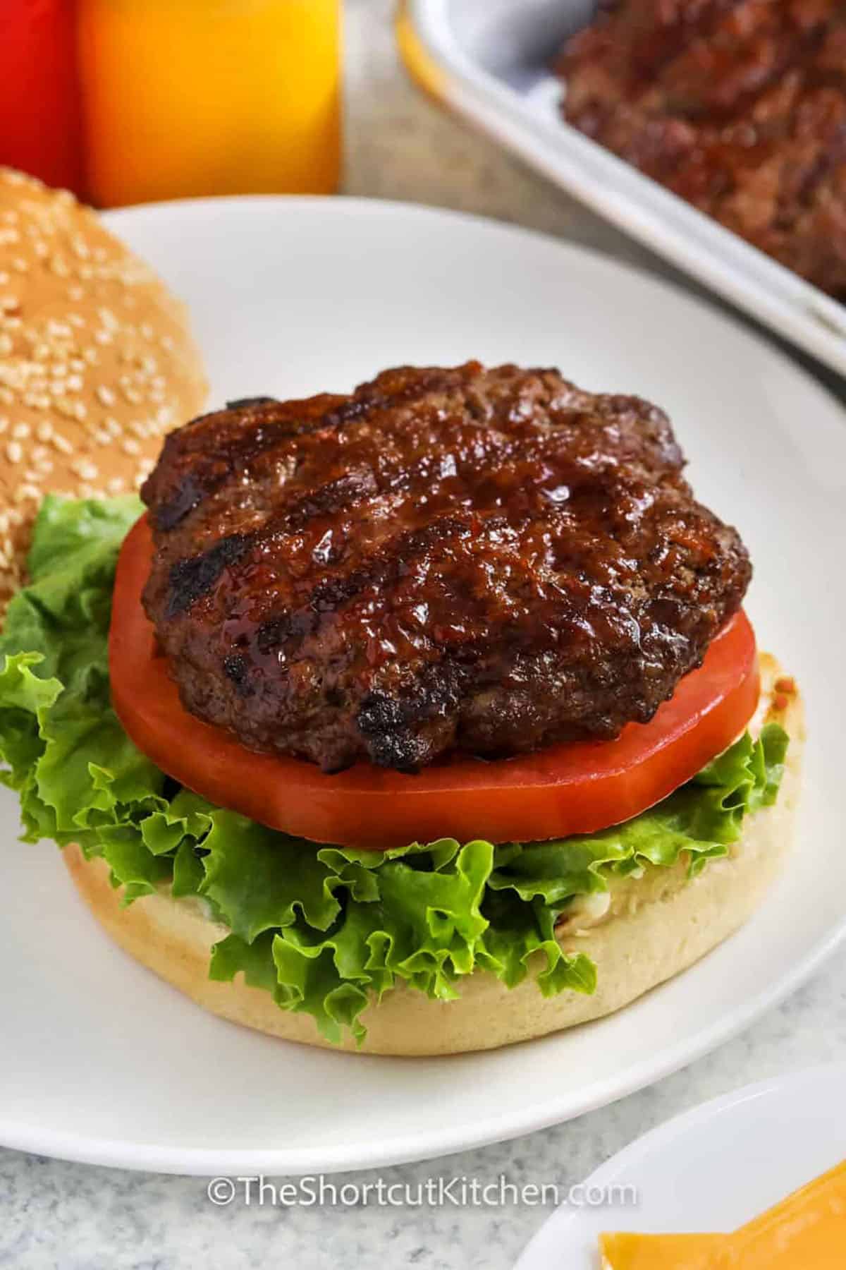 close up of Great Grilled Burgers on a plate