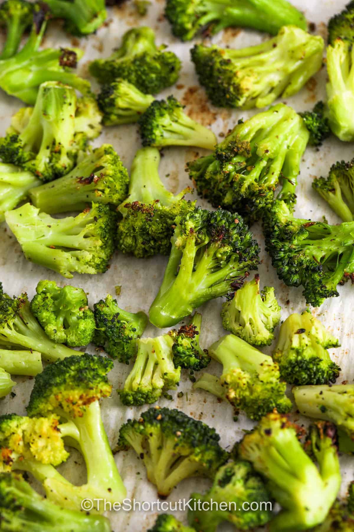 close up of Roasted Frozen Broccoli