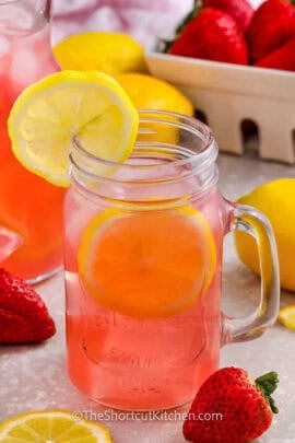 glass of refreshing Strawberry Lemonade Vodka