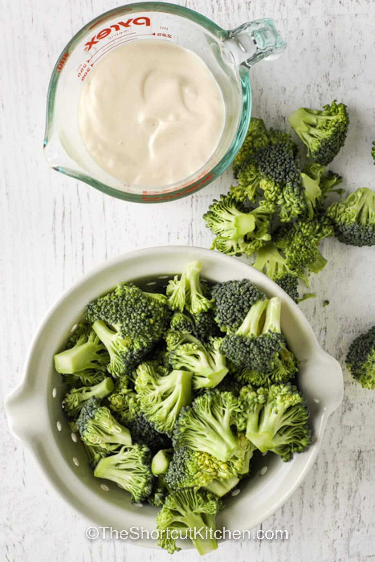 broccoli and dressing to make Easy Broccoli Salad