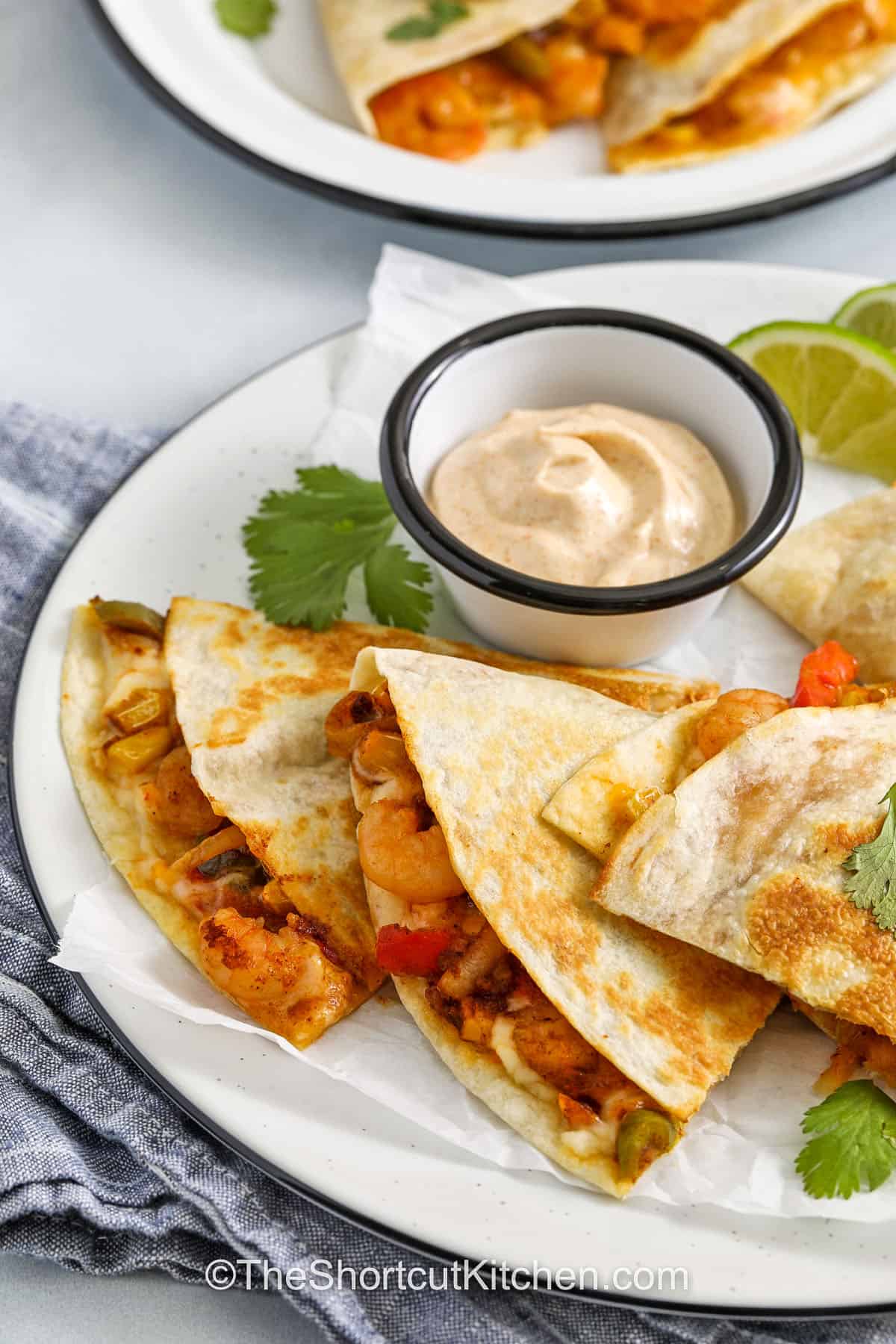 Shrimp Quesadillas with dip