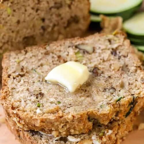 slices of Easy Zucchini Bread Recipe with butter