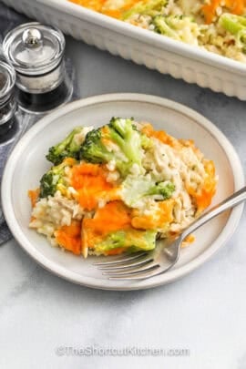 Broccoli Chicken And Rice Casserole on a plate