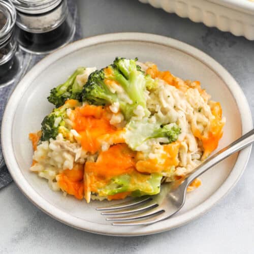 Broccoli Chicken And Rice Casserole on a plate