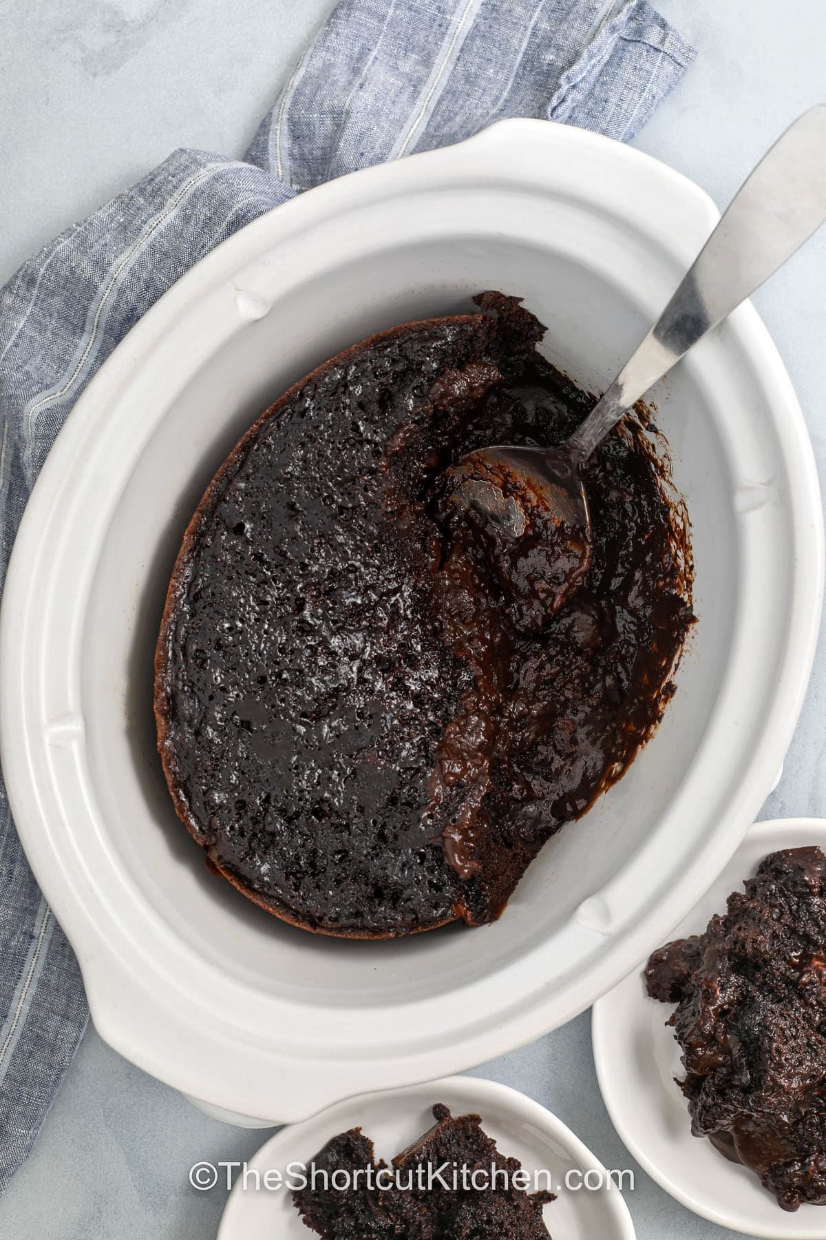chocolatey Crockpot Lava Cake in the pot