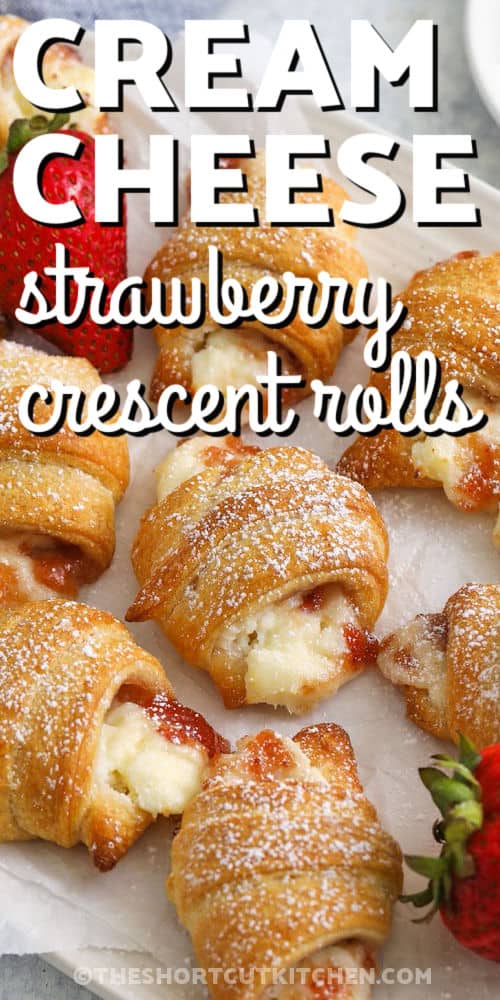 close up of Cream Cheese Crescent Rolls with writing