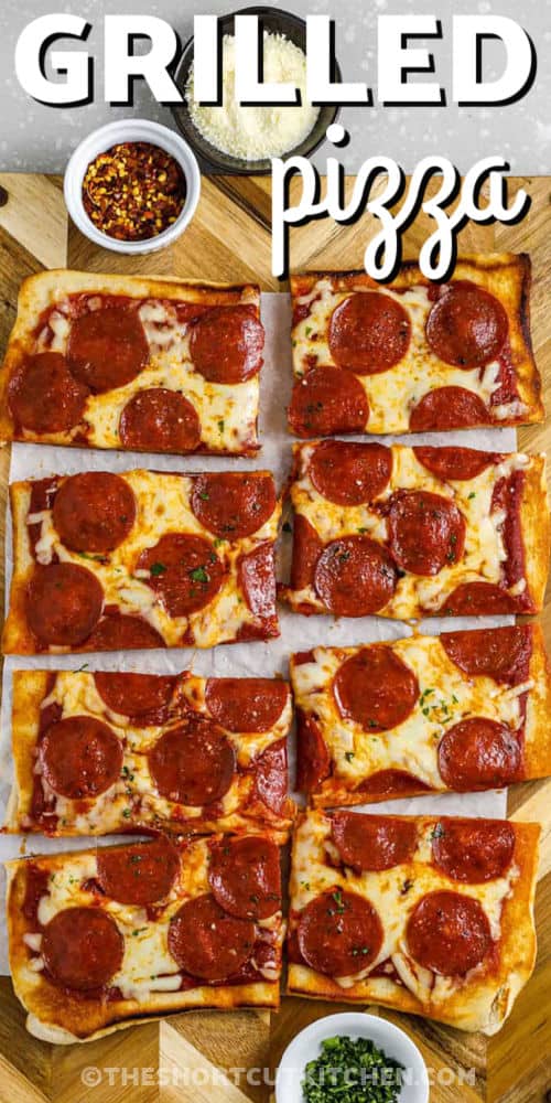 slices of Grilled Pizza with a title