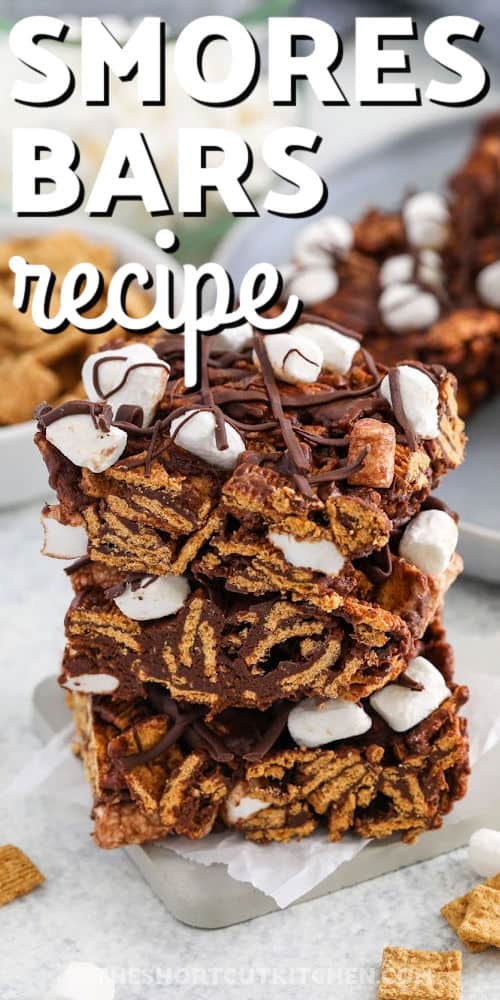 stack of Smores Bars with a title