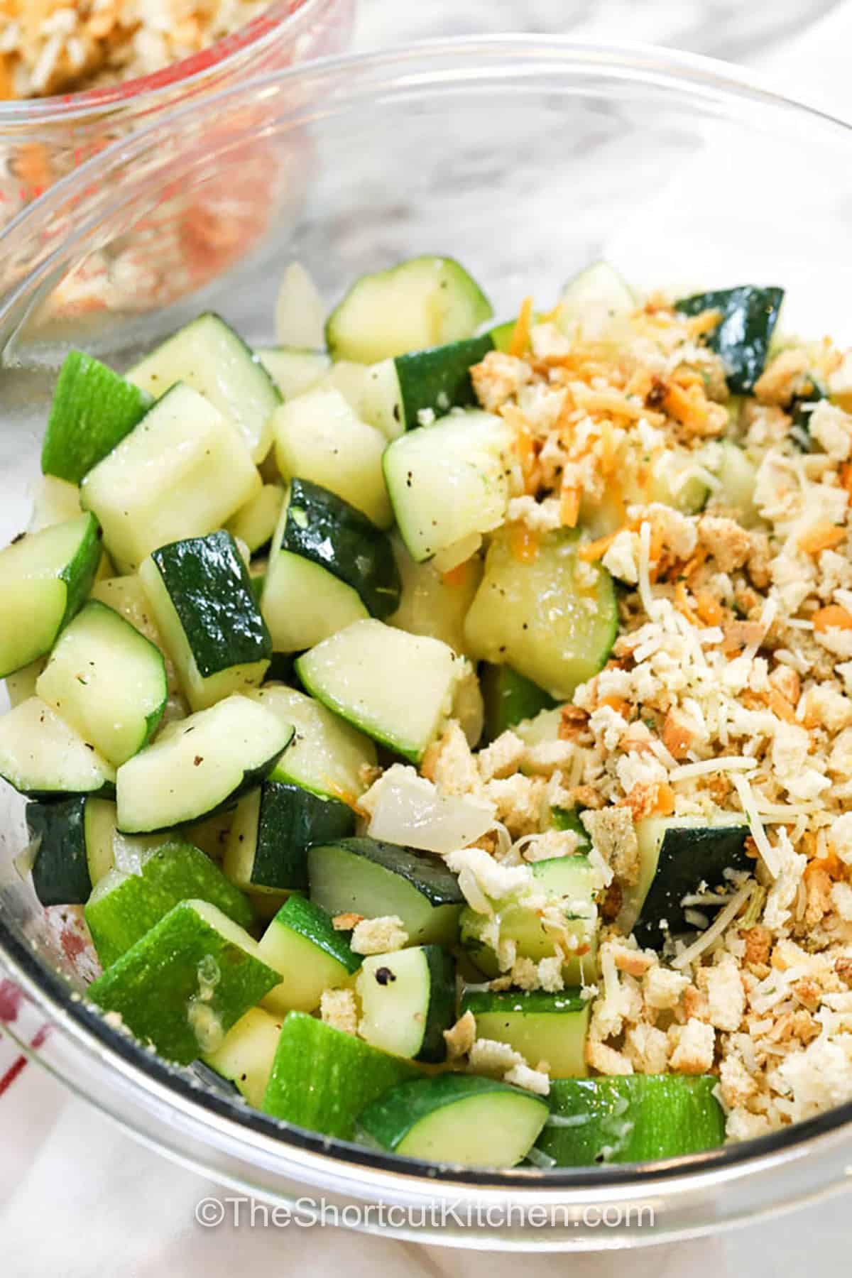 Zucchini Squash Casserole ingredients in a bowl