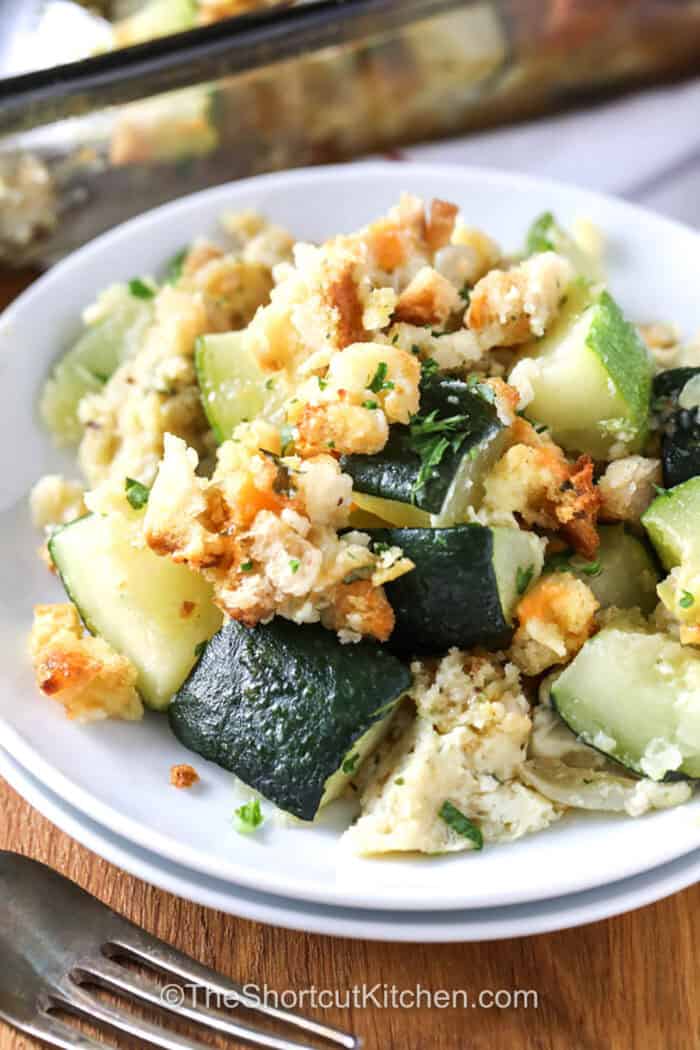 Zucchini Squash Casserole on a plate