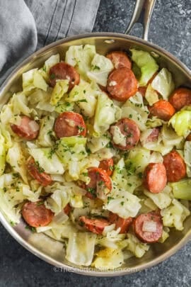 Fried Sausage and Cabbage in the pot