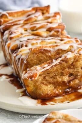 sweet Cinnamon Pull Apart Bread on a plate