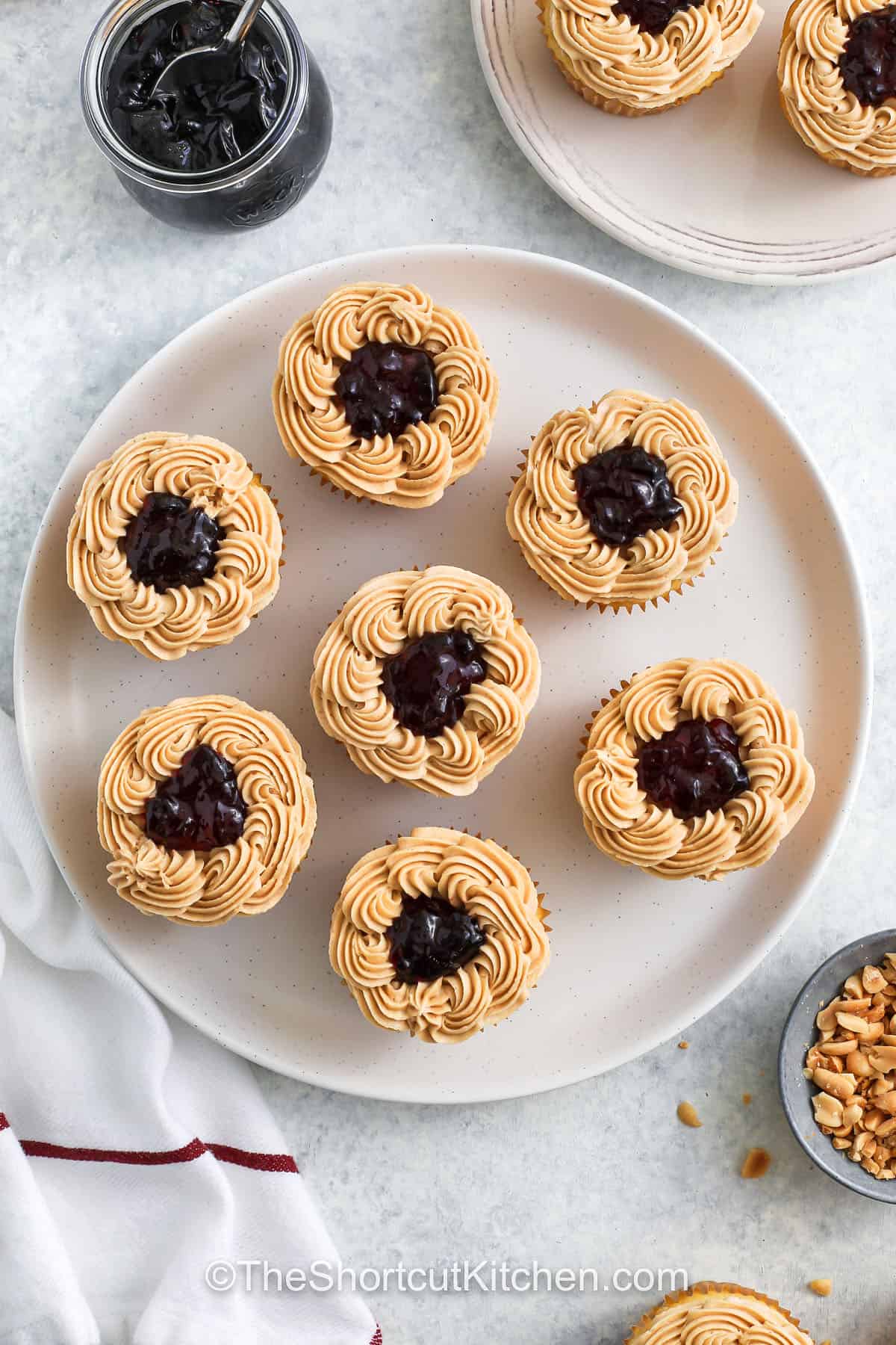 top view of Peanut Butter Cupcakes on a plate