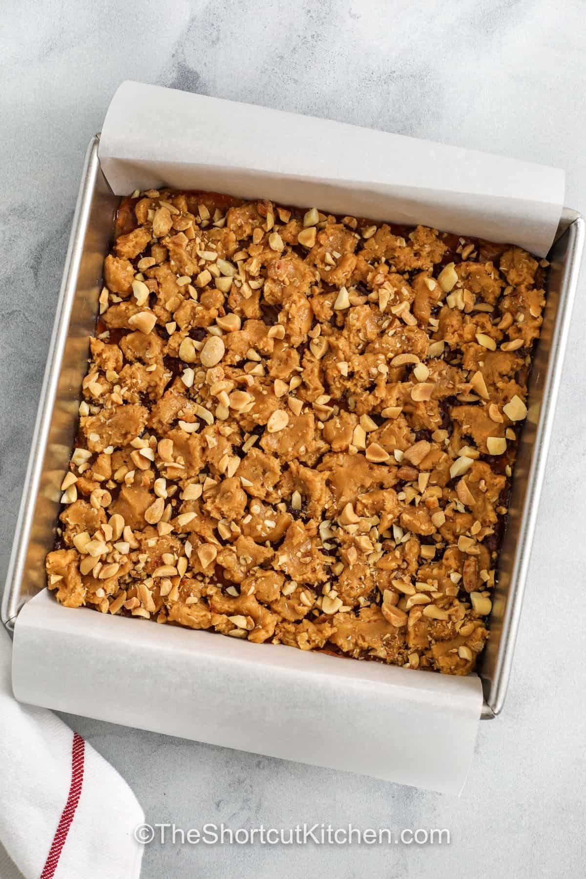 Peanut Butter and Jelly Bars in the dish