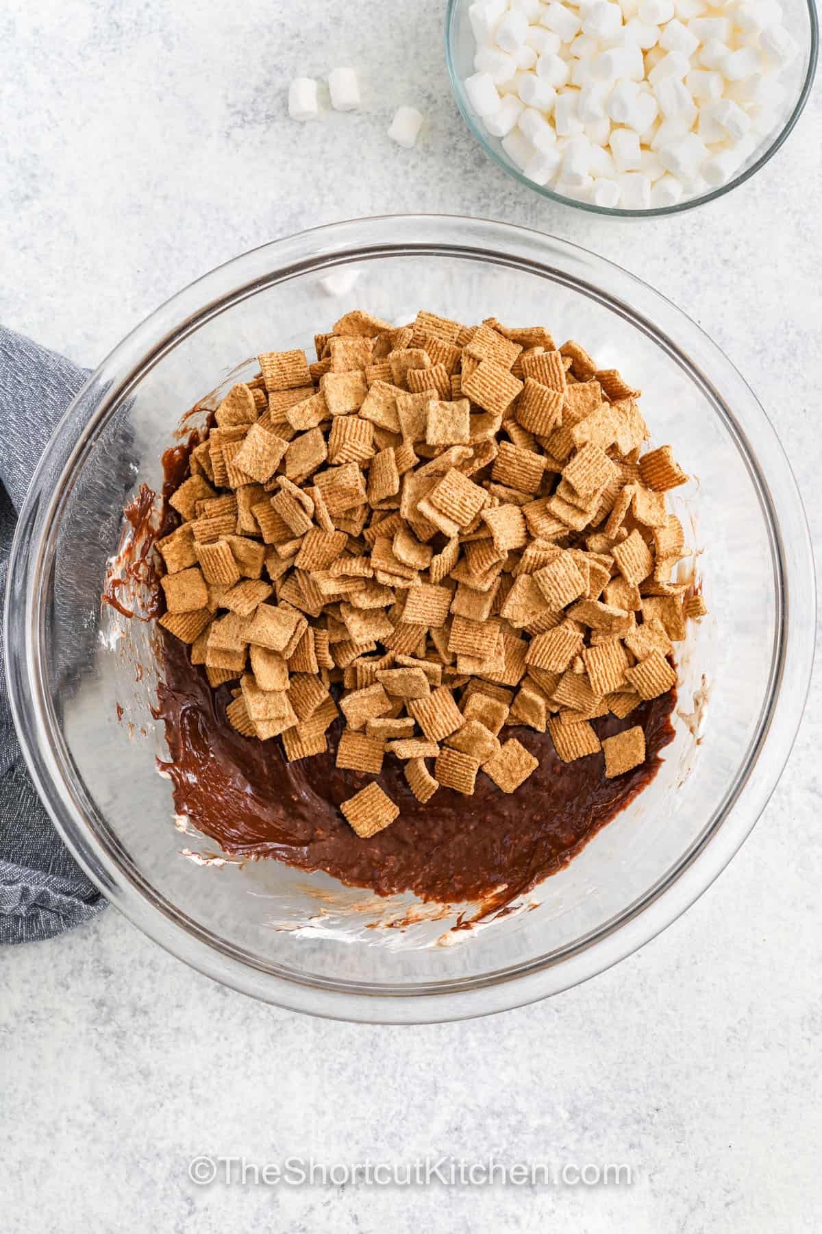 s'mores bars ingredients in a mixing bowl