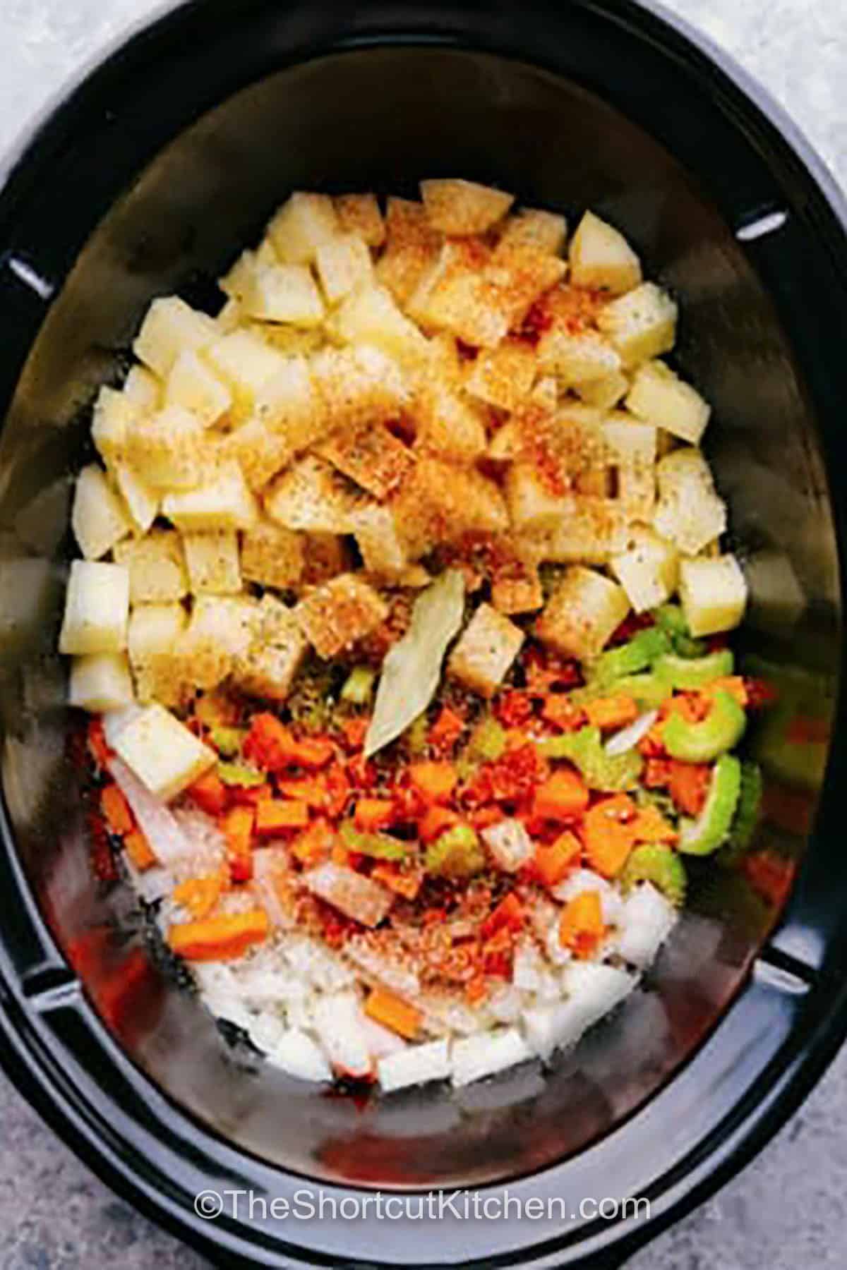 ingredients in crock pot to make Crockpot Corn Chowder