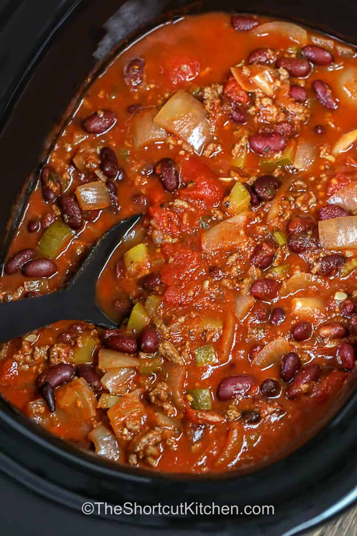 Easy Slow Cooker Chili in the pot