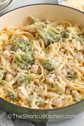 pot of Chicken Alfredo with Broccoli