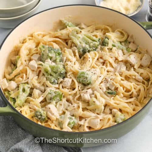 pot of Chicken Alfredo with Broccoli