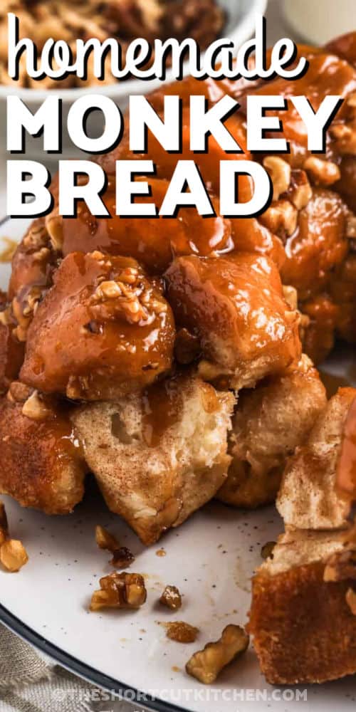 homeamade Easy Monkey Bread on a plate with a portion taken out