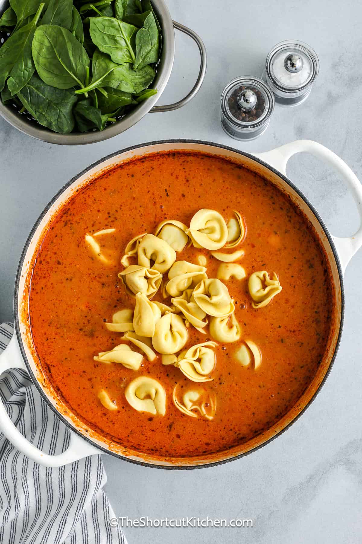 tortellini added to soup