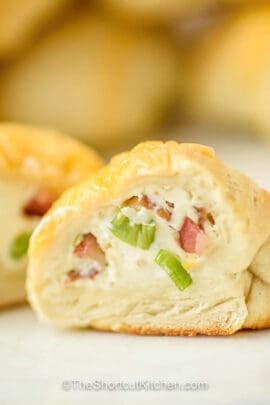 close up of Bacon Cream Cheese Biscuits