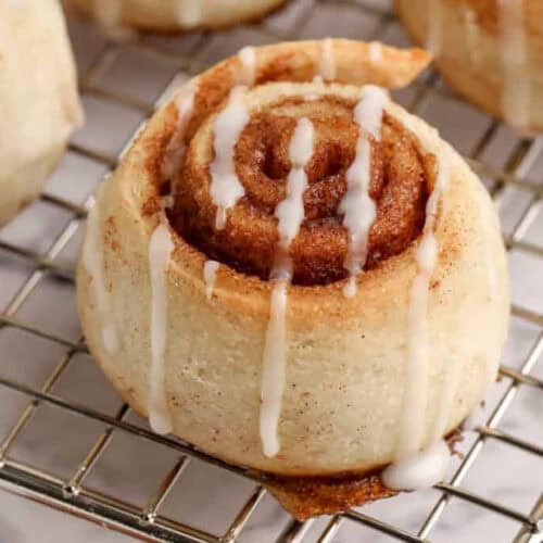 close up of delicious Pizza Dough Cinnamon Rolls