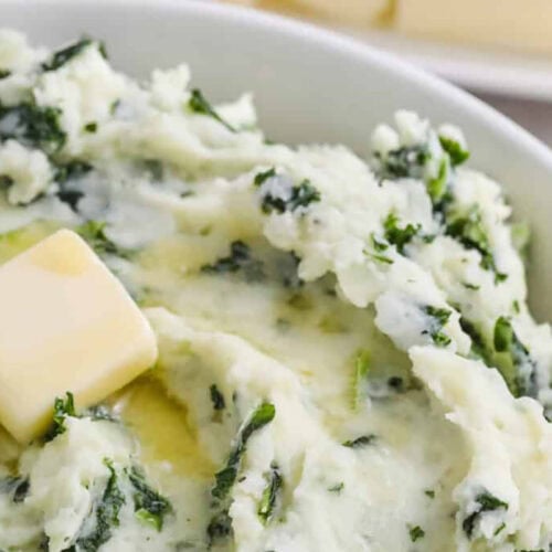 close up of Colcannon with butter
