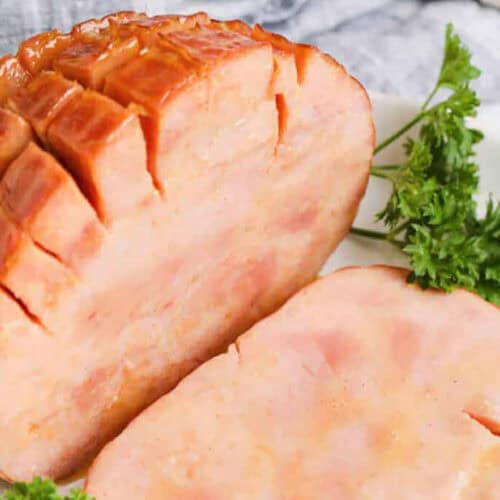 close up of juicy Crockpot Ham