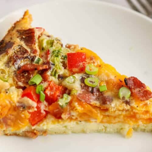 slice of quiche on a plate