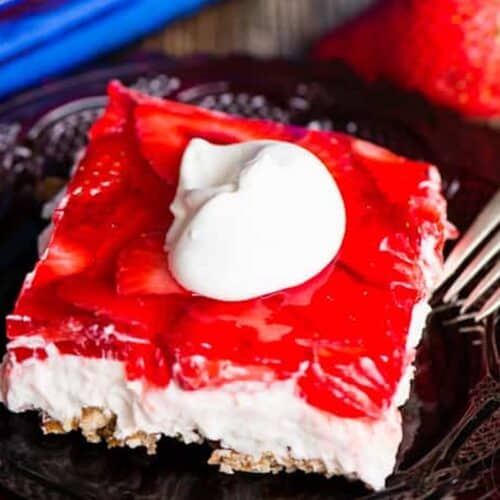 A slice of Strawberry Pretzel Salad